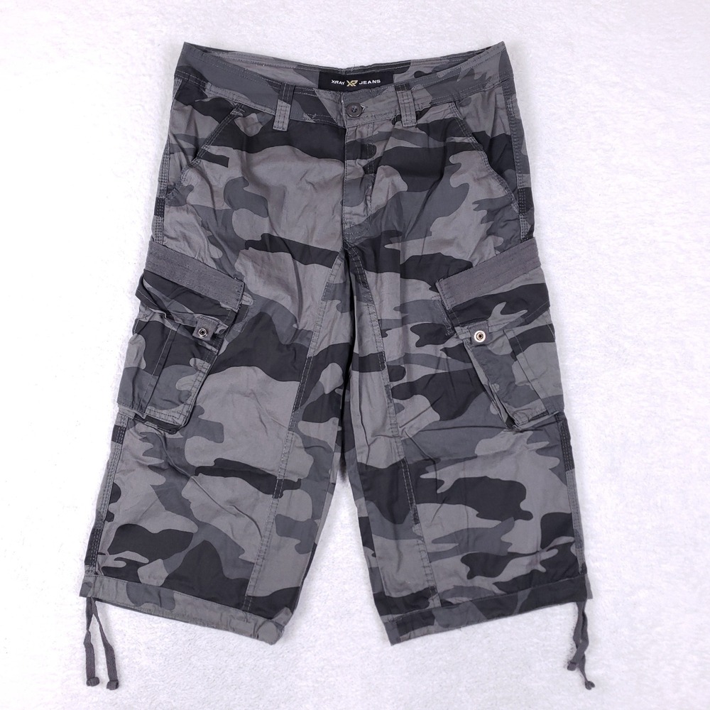 Xray Jeans Men 30 Cargo Shorts Grey Camo Tactical Gorpcore Military Utility